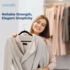 200-Pack Velvet Hangers Non-Slip 360° Swivel Hook Space-Saving Black<SereneLife Clearance