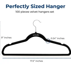 100-Pack Velvet Hangers Non-Slip Space-Saving Swivel Hook<SereneLife Best