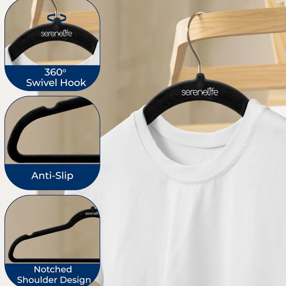 100-Pack Velvet Hangers Non-Slip Space-Saving Swivel Hook<SereneLife Best