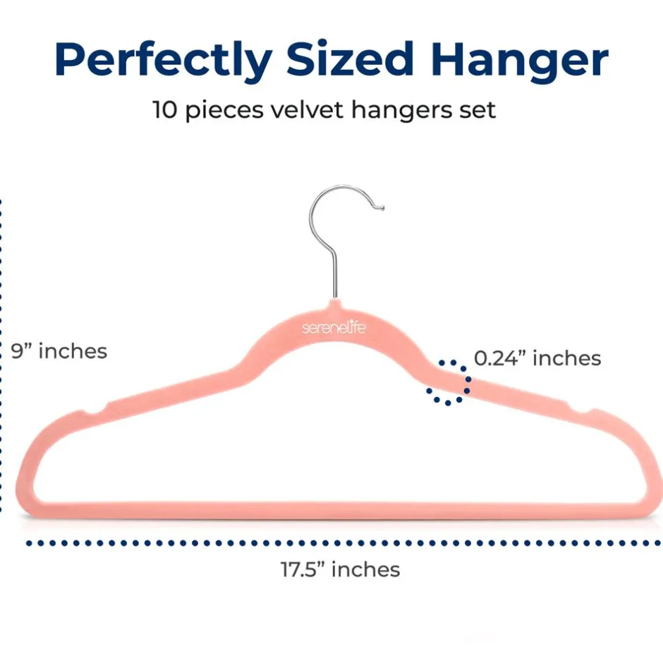 10-Pack Velvet Hangers Non-Slip Space-Saving 360° Swivel Hook Pink<SereneLife Best