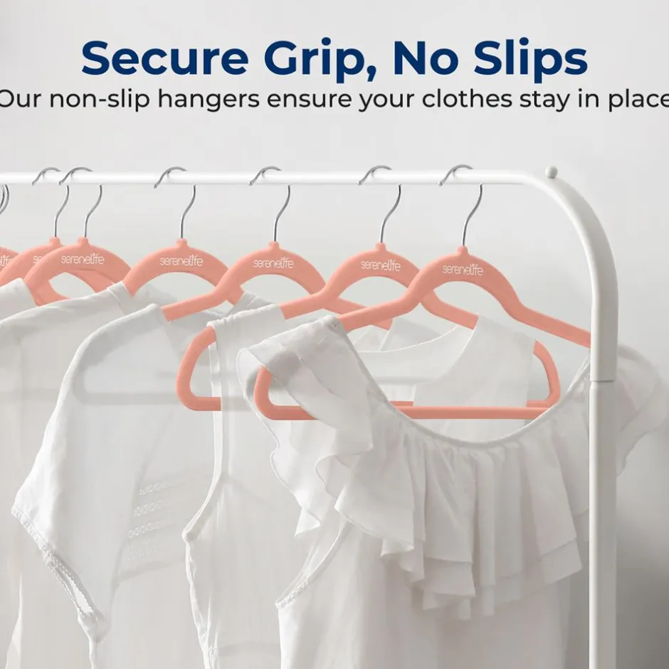 10-Pack Velvet Hangers Non-Slip Space-Saving 360° Swivel Hook Pink<SereneLife Best