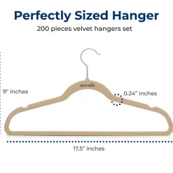 200-Pack Velvet Hangers Non-Slip 360¬∞ Swivel Hook Ivory<SereneLife Best