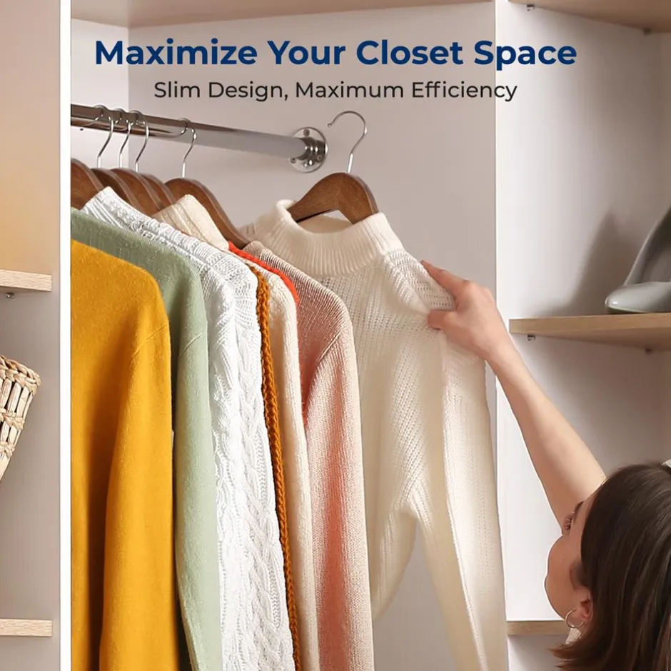 10-Pack Vintage Wooden Hangers - Space-Saving, 360° Swivel Hook<SereneLife Hot