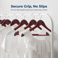 10-Pack Wooden Coat Hangers - Durable, Space-Saving, Cherry Finish<SereneLife Best