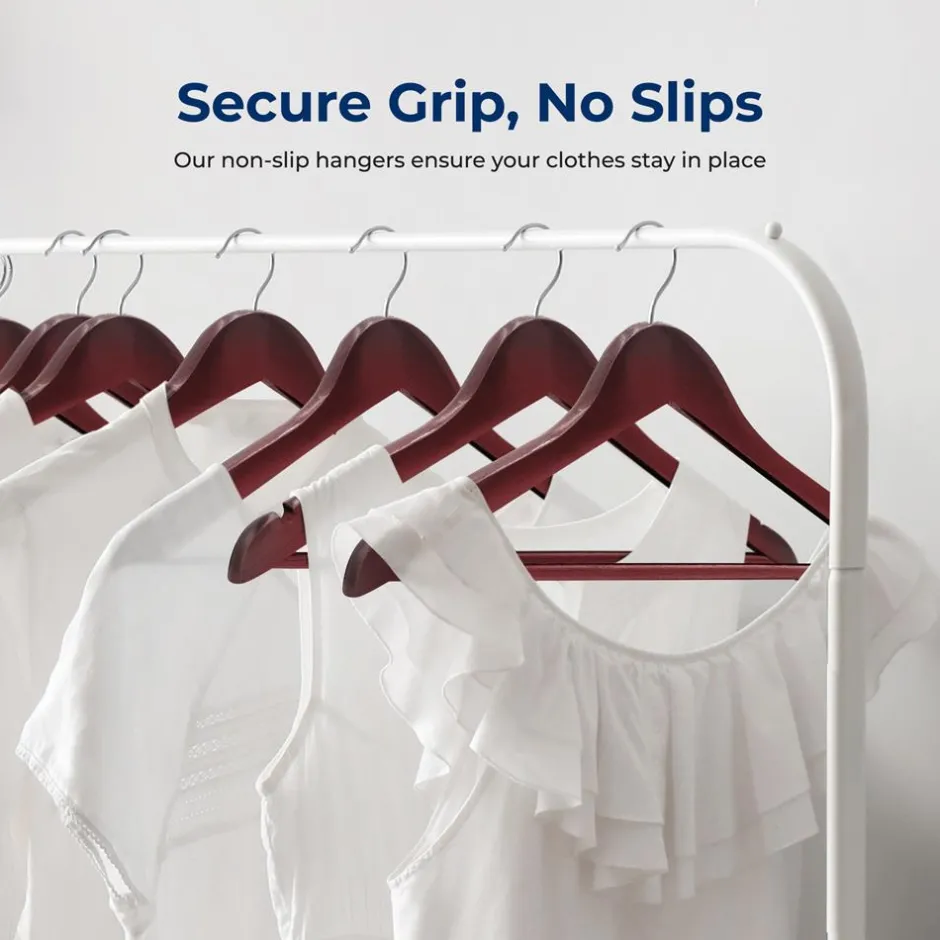 10-Pack Wooden Coat Hangers - Durable, Space-Saving, Cherry Finish<SereneLife Best