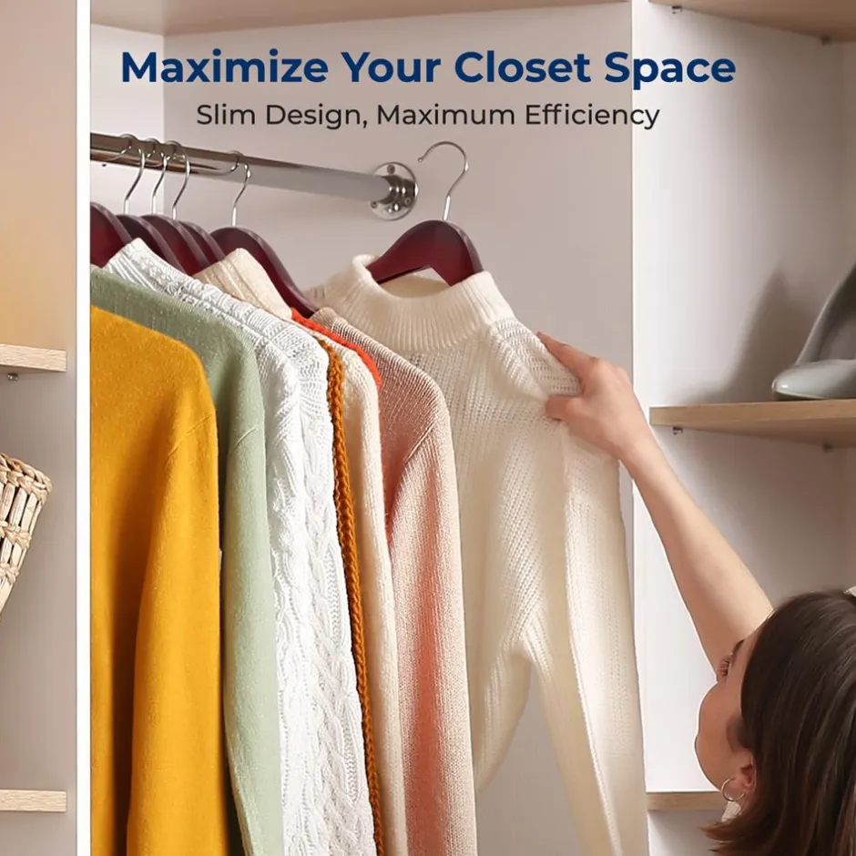 10-Pack Wooden Coat Hangers - Durable, Space-Saving, Cherry Finish<SereneLife Best