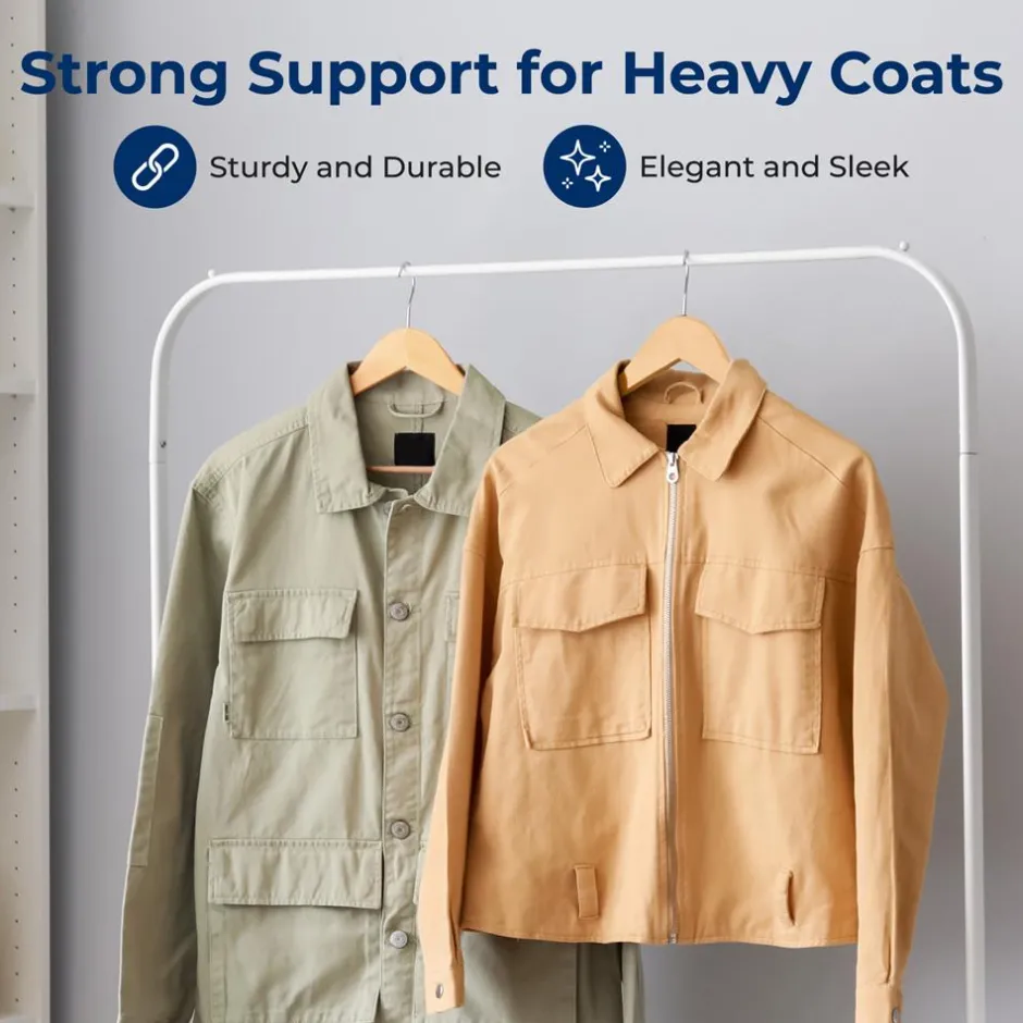 10-Pack Wooden Coat Hangers - Durable, Space-Saving, 360° Swivel Hook Natural<SereneLife