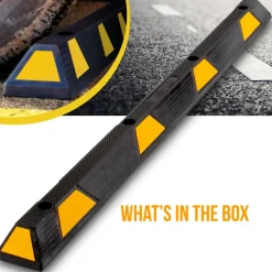 Parking Curb Stopper, Protects Bumpers, Heavy-Duty Rubber, Yellow Strips<Pyle Discount