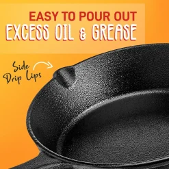 3pc Cast Iron Skillet Set - Nonstick, Even Heat, Silicone Handles<NutriChef Sale