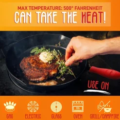3pc Cast Iron Skillet Set - Nonstick, Even Heat, Silicone Handles<NutriChef Sale
