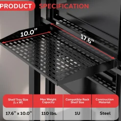 2-Pc 1U Server Rack Shelf, Vented Steel, 110 lbs Capacity<Pyle Discount