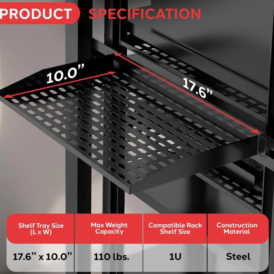 2-Pc 1U Server Rack Shelf, Vented Steel, 110 lbs Capacity<Pyle Discount