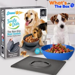 Pet Bowl & Mat Set, Mess-Free Feeding, Non-Slip, Easy Clean, Blue<SereneLife Sale