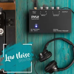 Phono Turntable Preamp - Low Noise, RCA Input/Output, Battery Option<Pyle Best