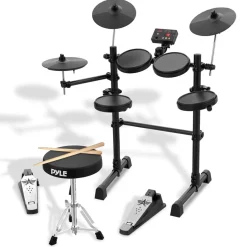 7-Piece Electric Drum Set, MIDI Support, Roll-Up Design, Portable<Pyle