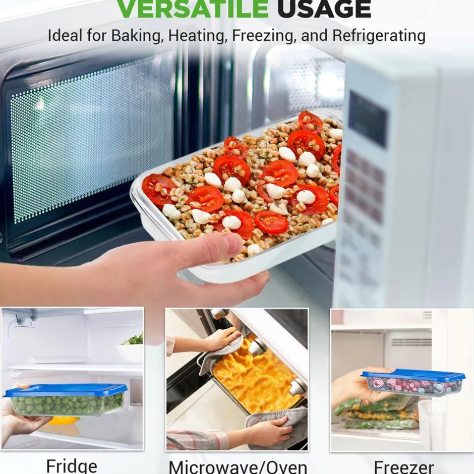 8-Piece Glass Bakeware Set, Stackable, Borosilicate, Blue Lids<NutriChef Online