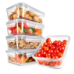 10-Piece Glass Food Storage Set, Leak-Proof, Borosilicate, Gray<NutriChef New