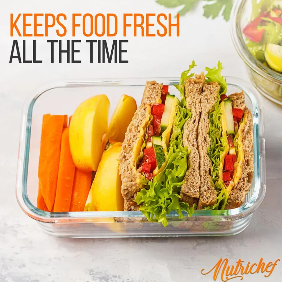 10-Piece Glass Food Storage Set, Leak-Proof, Borosilicate, Gray<NutriChef New