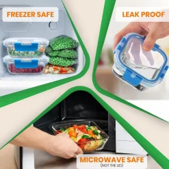 24-Piece Glass Food Storage Set, Airtight Leak-Proof, Blue<NutriChef Sale
