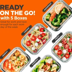 10-Piece Glass Food Storage Set - Leakproof Airtight Lids, Oven Safe<NutriChef Clearance