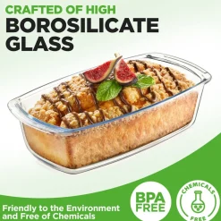 6-Piece Glass Loaf Pan Set - Airtight Lids, Stackable, Oven Safe, Clear<NutriChef Outlet