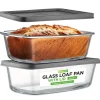 4-Piece Glass Loaf Pan Set, Airtight, High Borosilicate, Clear<NutriChef
