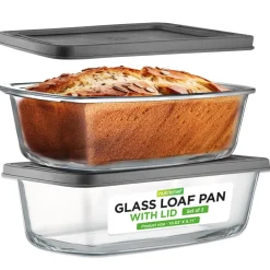 4-Piece Glass Loaf Pan Set, Airtight, High Borosilicate, Clear<NutriChef