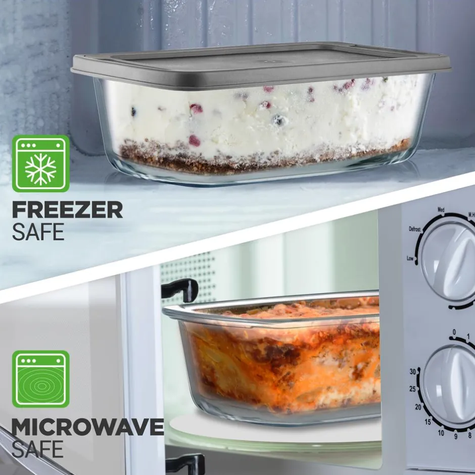 4-Piece Glass Loaf Pan Set, Airtight, High Borosilicate, Clear<NutriChef
