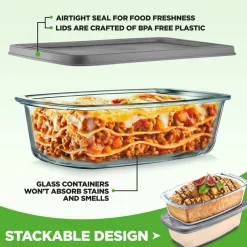 4-Piece Glass Loaf Pan Set, Airtight, High Borosilicate, Clear<NutriChef
