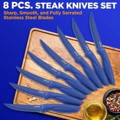 8-Piece Kitchen Knife Set - Long-Lasting Stainless Steel Blades, Blue<NutriChef Best