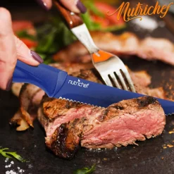 8-Piece Kitchen Knife Set - Long-Lasting Stainless Steel Blades, Blue<NutriChef Best