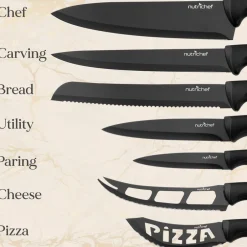17-Piece Kitchen Knife Set - Precision Cutting - Stainless Steel - Acrylic Stand<NutriChef Hot