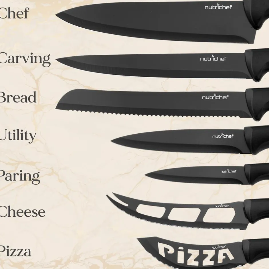 17-Piece Kitchen Knife Set - Precision Cutting - Stainless Steel - Acrylic Stand<NutriChef Hot
