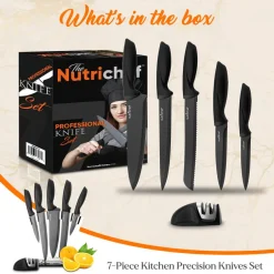 7-Piece Knife Set for Precision Cutting, Stainless Steel, Acrylic Stand<NutriChef Hot