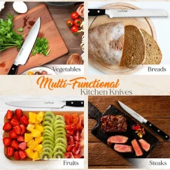 13-Piece Knife Set with Block, Precision German Steel, Built-In Sharpener<NutriChef Discount