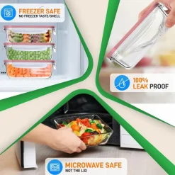 10-Piece Leakproof Glass Containers Set, Freezer-to-Oven Safe, Red<NutriChef