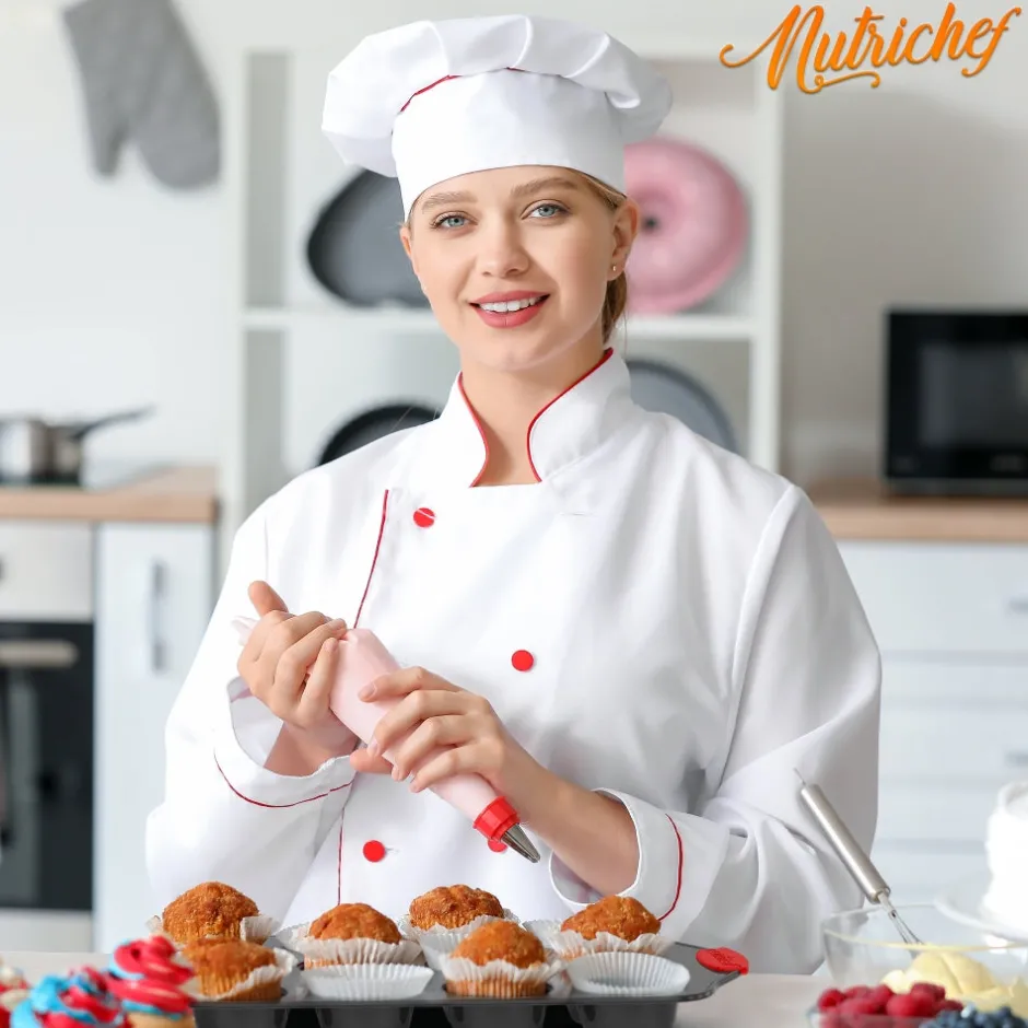 10-Piece Nonstick Bakeware Set, Easy Clean Carbon Steel, Red Handles<NutriChef Discount