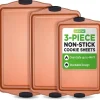 3-Piece Nonstick Bakeware Set - Flexible Carbon Steel, Silicone Handles<NutriChef Hot