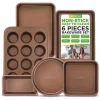 6-Piece Nonstick Bakeware Set, Durable Carbon Steel, Gold<NutriChef New