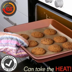 2-Piece Nonstick Cookie Sheets Set, Carbon Steel, Rose Gold<NutriChef Discount