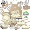 54-Piece Non-Stick Cookware Set, Even Heat Ceramic Coating, Taupe Brown<NutriChef Best