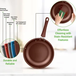 20-Piece Non-Stick Cookware Set, Even Heat, Cool-Touch Handles, Brown<NutriChef