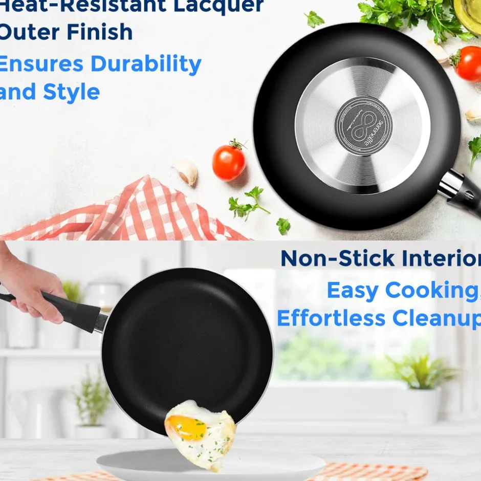 6-Piece Nonstick Cookware Set - Even Heat, Durable Coating, Black<SereneLife