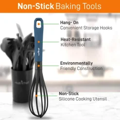 10-Piece Non-Stick Silicone Utensils Set - Heat Resistant, Blue<NutriChef Best