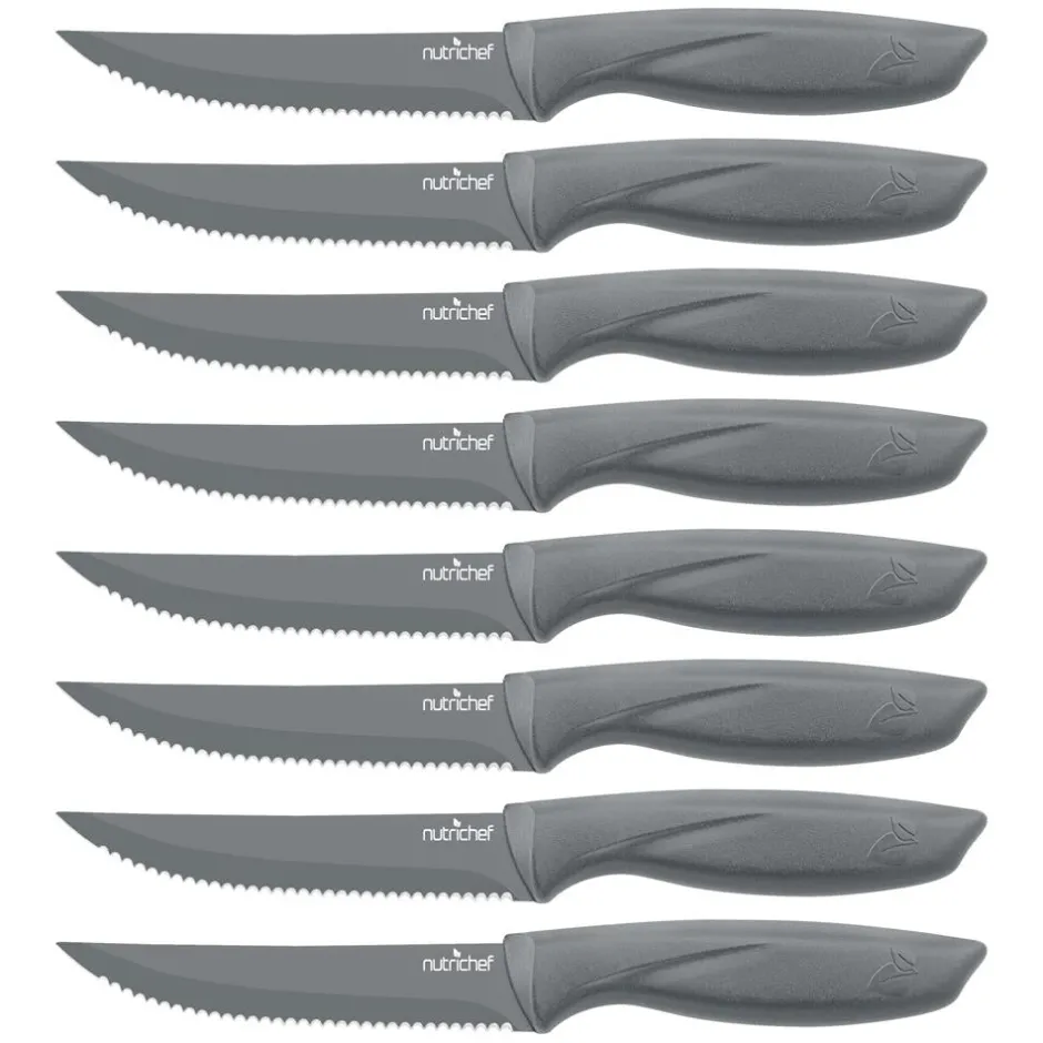 8-Piece Steak Knife Set - Long-Lasting Sharpness, Non-stick Stainless Steel<NutriChef Outlet