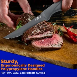8-Piece Steak Knife Set - Long-Lasting Sharpness, Non-stick Stainless Steel<NutriChef Outlet