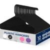 Plastic Hangers 10 Pack - Space-Saving, Non-Slip, Ultra-Thin, Black<SereneLife New