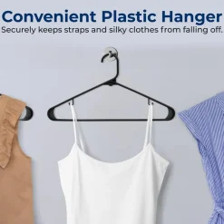 Plastic Hangers 10 Pack - Space-Saving, Non-Slip, Ultra-Thin, Black<SereneLife New