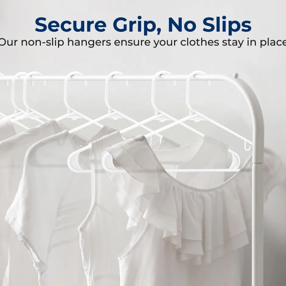 Plastic Hangers 200 Pcs, Durable Slip Design, Space-Saving, White<SereneLife New