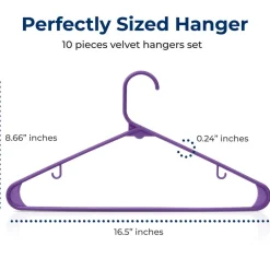 Plastic Hangers 10-Pack, Space-Saving Non-Slip Design, Purple<SereneLife Sale